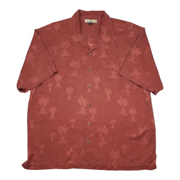Tommy Bahama Mens XL Silk Palm Tree Print Button-Down Shirt Short Sleeve Relaxed - Picture 1 of 7